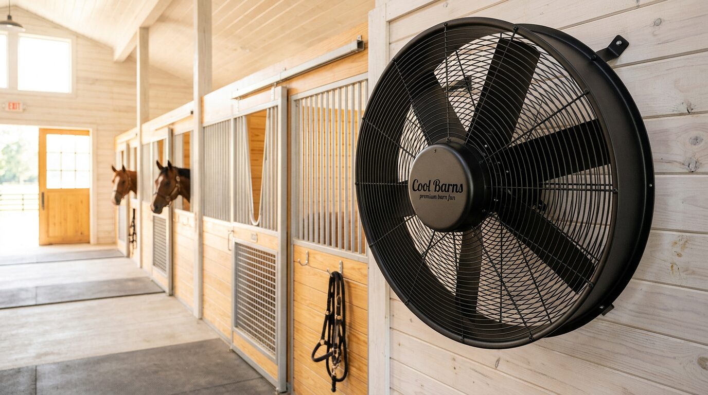 Cool Barns barn fan installed in horse stall