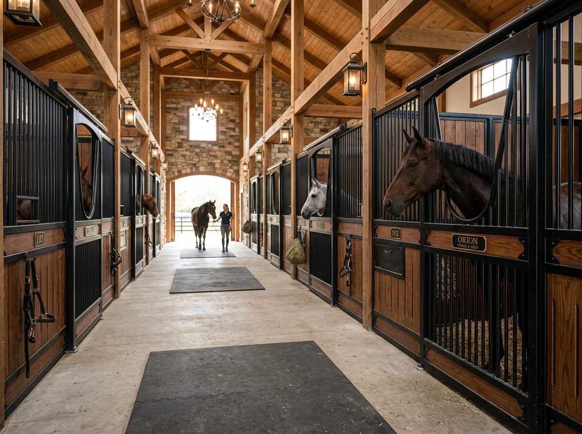 Lucas Equine Euro stall fronts in horse barn